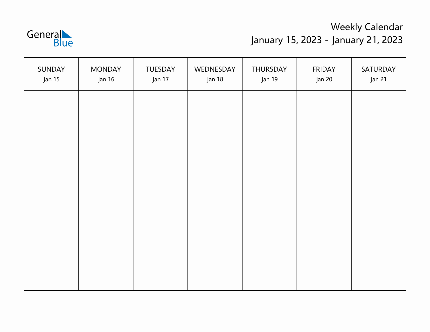 Printable Weekly Calendar with Sunday Start