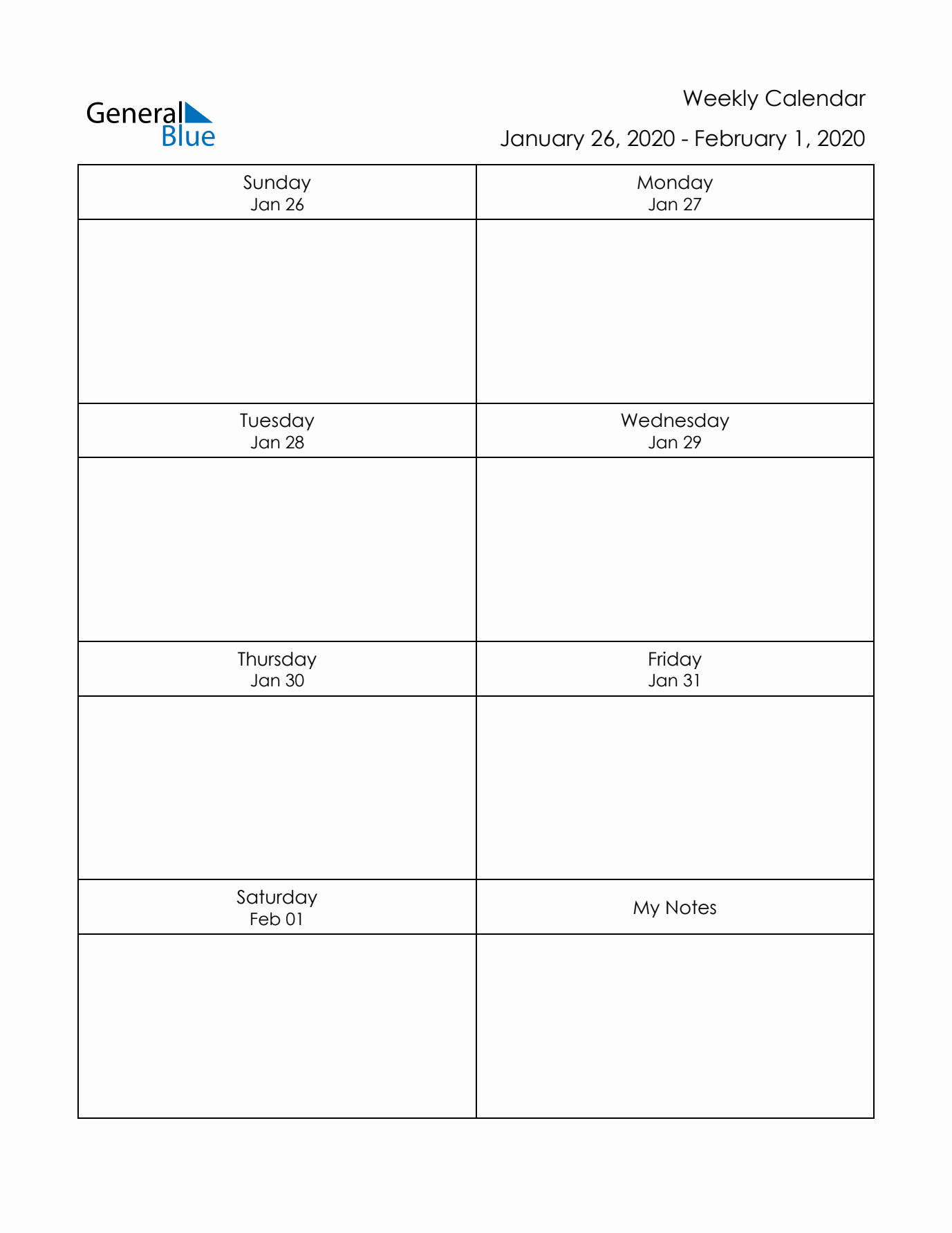 Printable Weekly Planner Template (Week 5 of 2020)