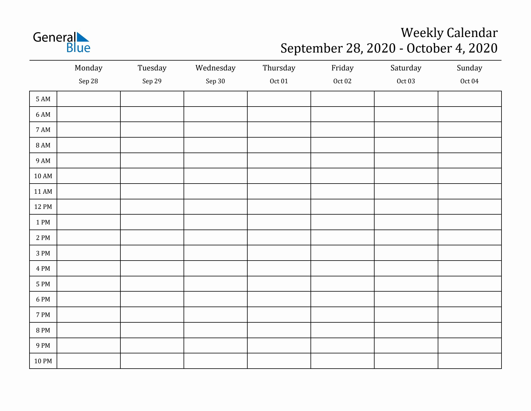 Weekly Calendar with Time Slots