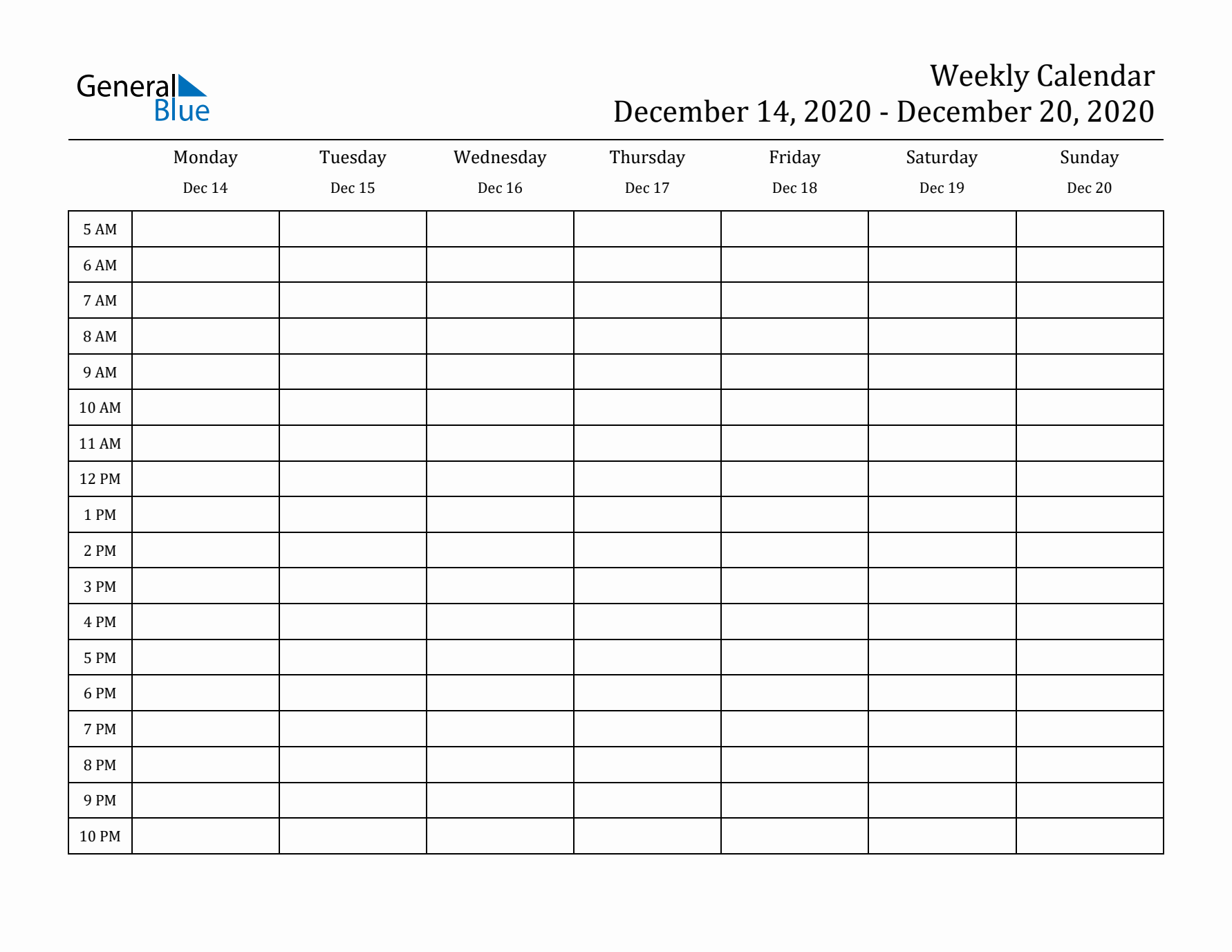 Weekly Calendar with Time Slots