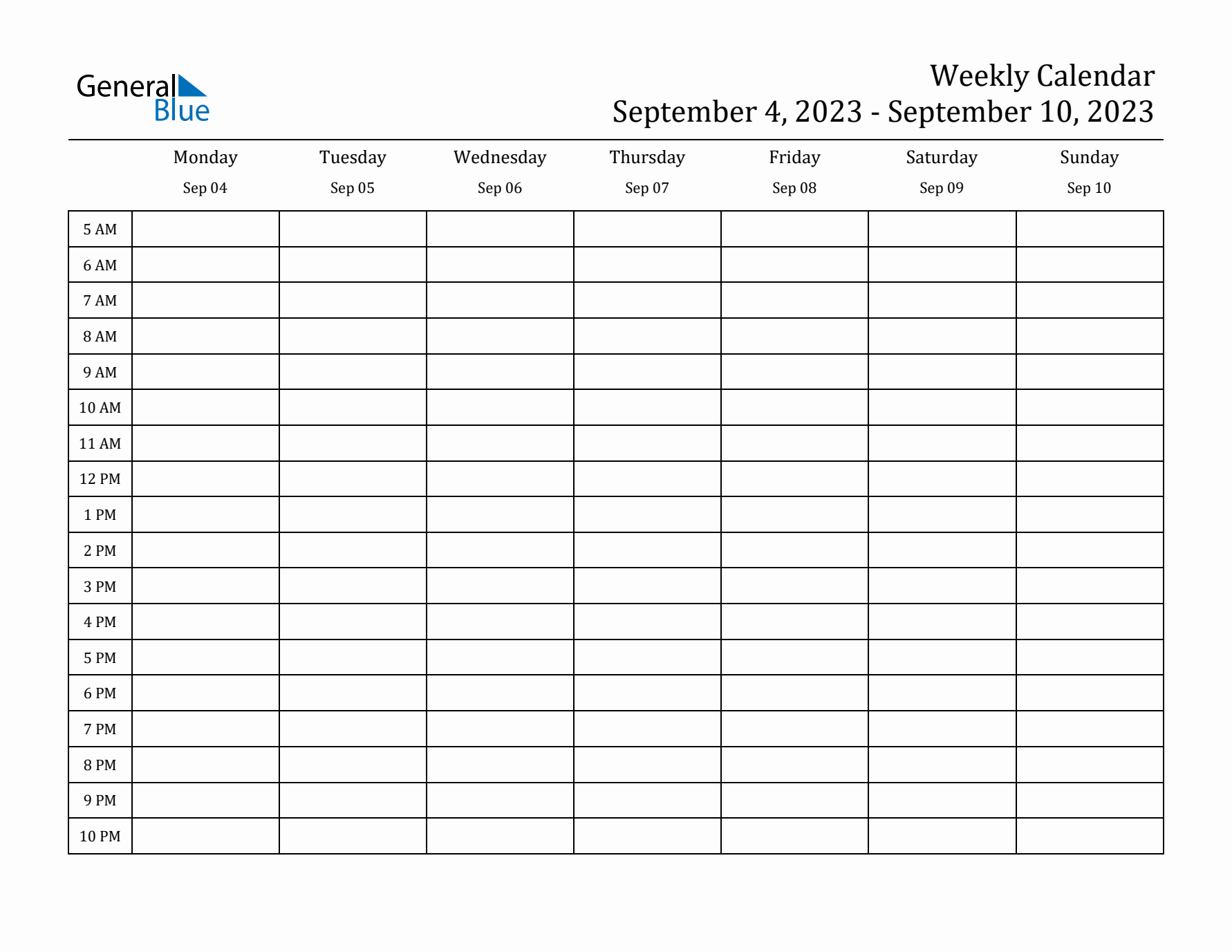 Weekly Calendar with Time Slots