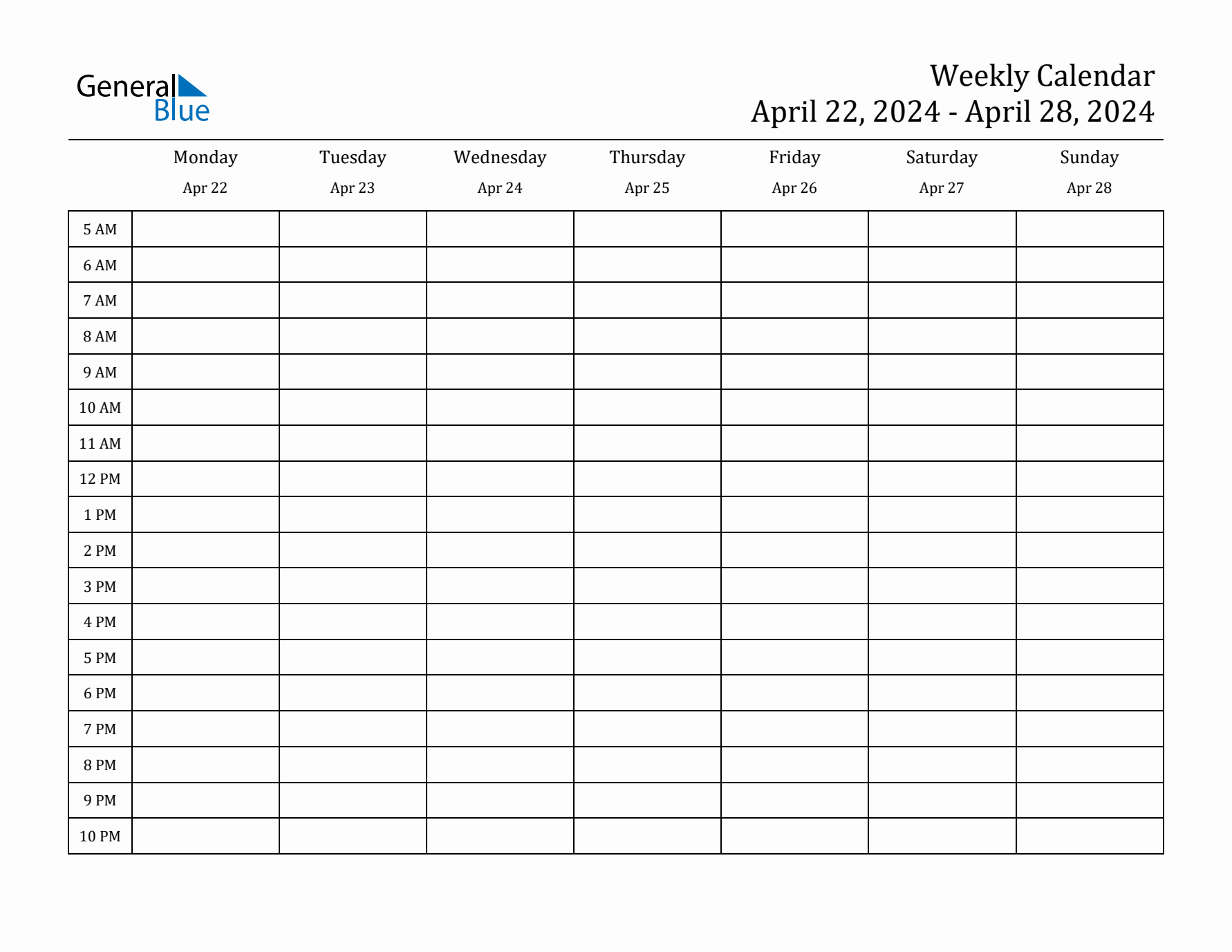 Weekly Calendar with Time Slots