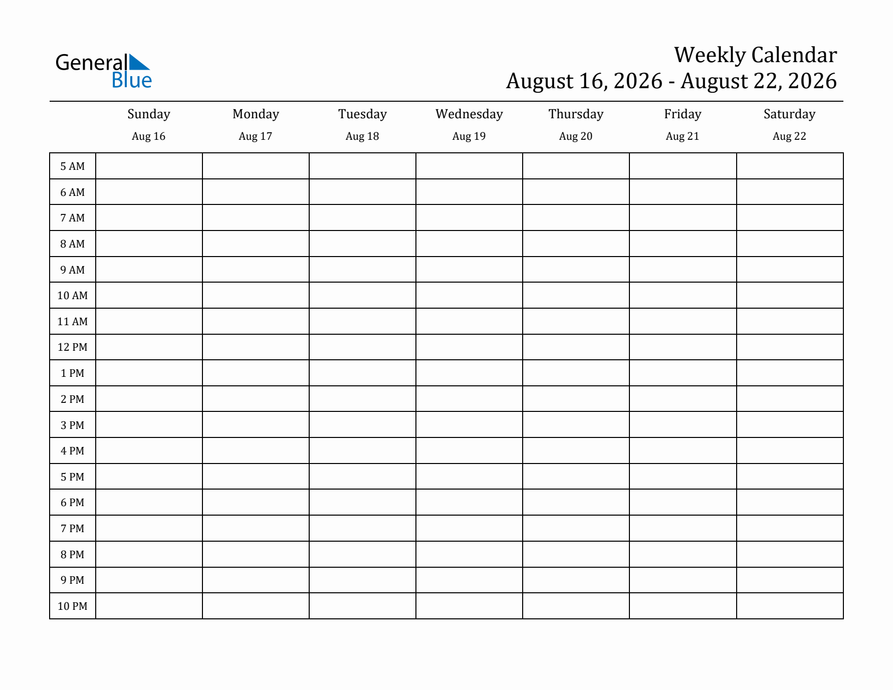 Weekly Calendar with Time Slots