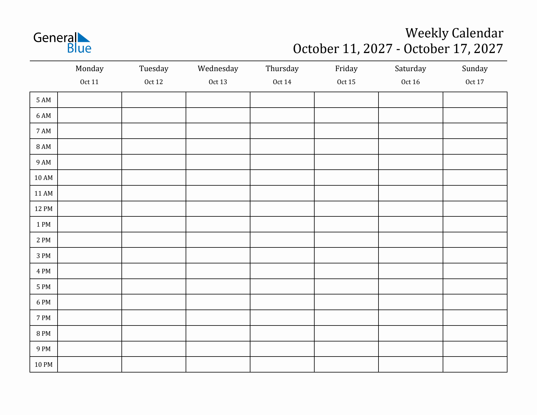 Weekly Calendar with Time Slots