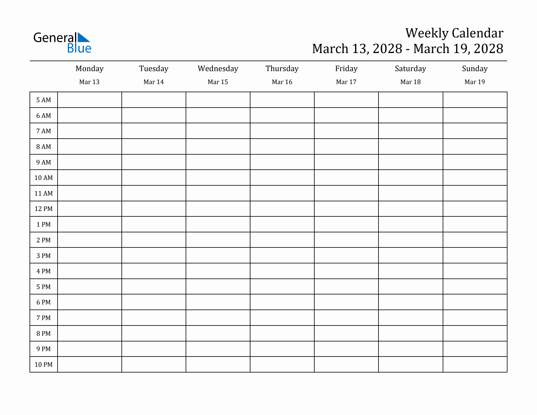 Weekly Calendar with Time Slots