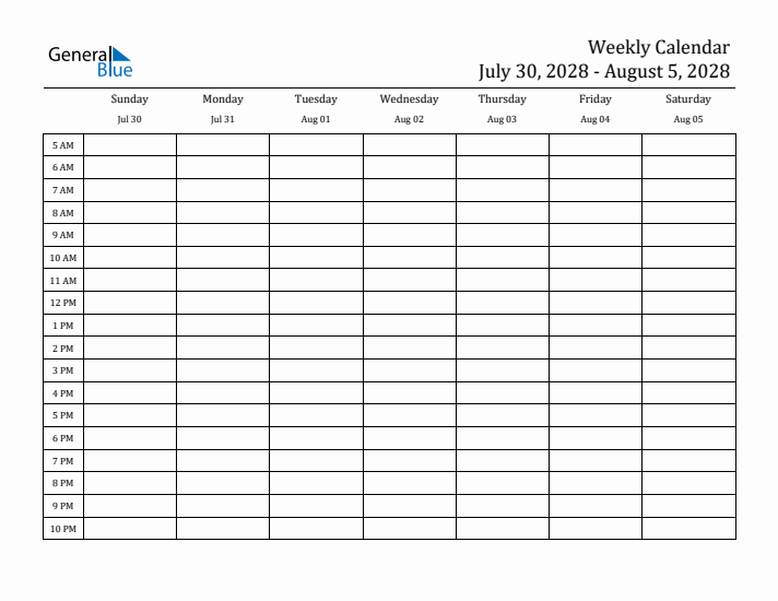 Weekly Calendar with Time Slots