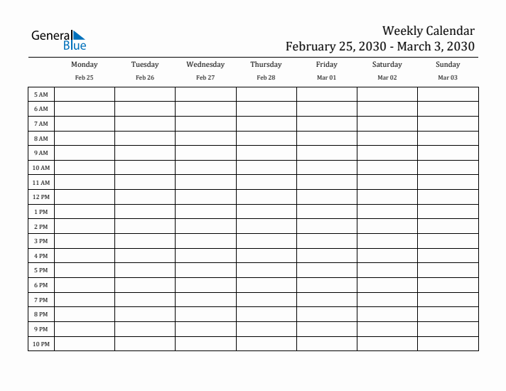 Weekly Calendar with Time Slots