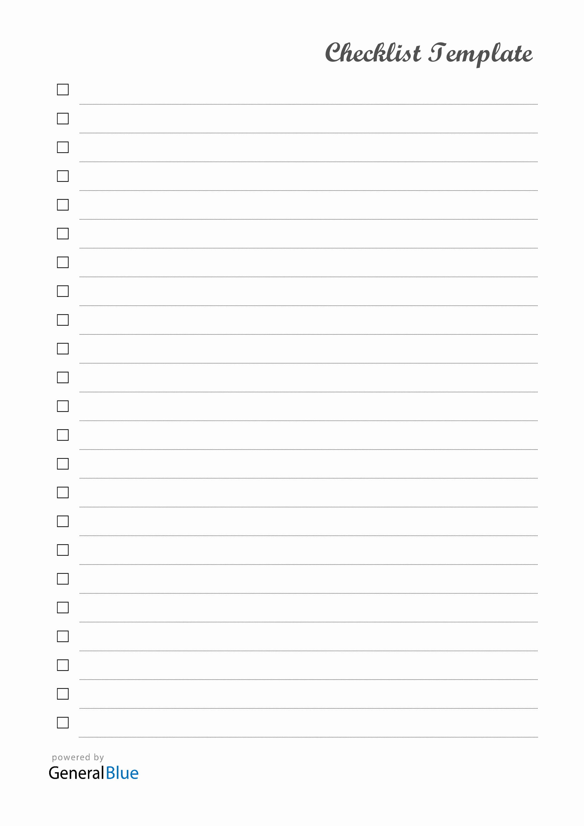 Checklist Template Word A4