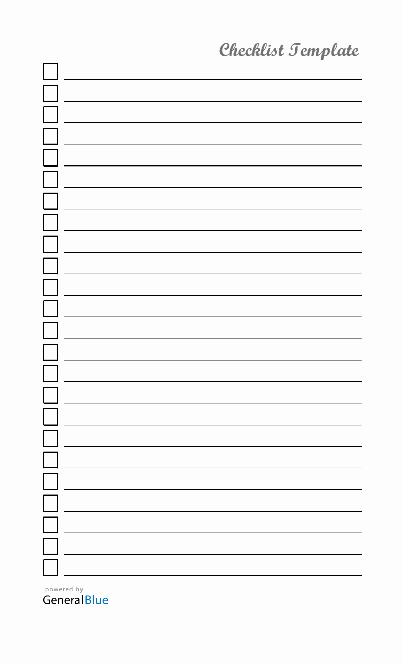 Excel Checklist Template (Legal)