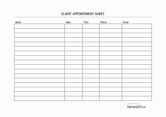 Client Appointment Sheet Template in Word (Basic)