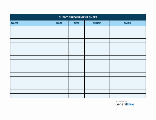 Client Appointment Sheet Template in PDF (Colorful)