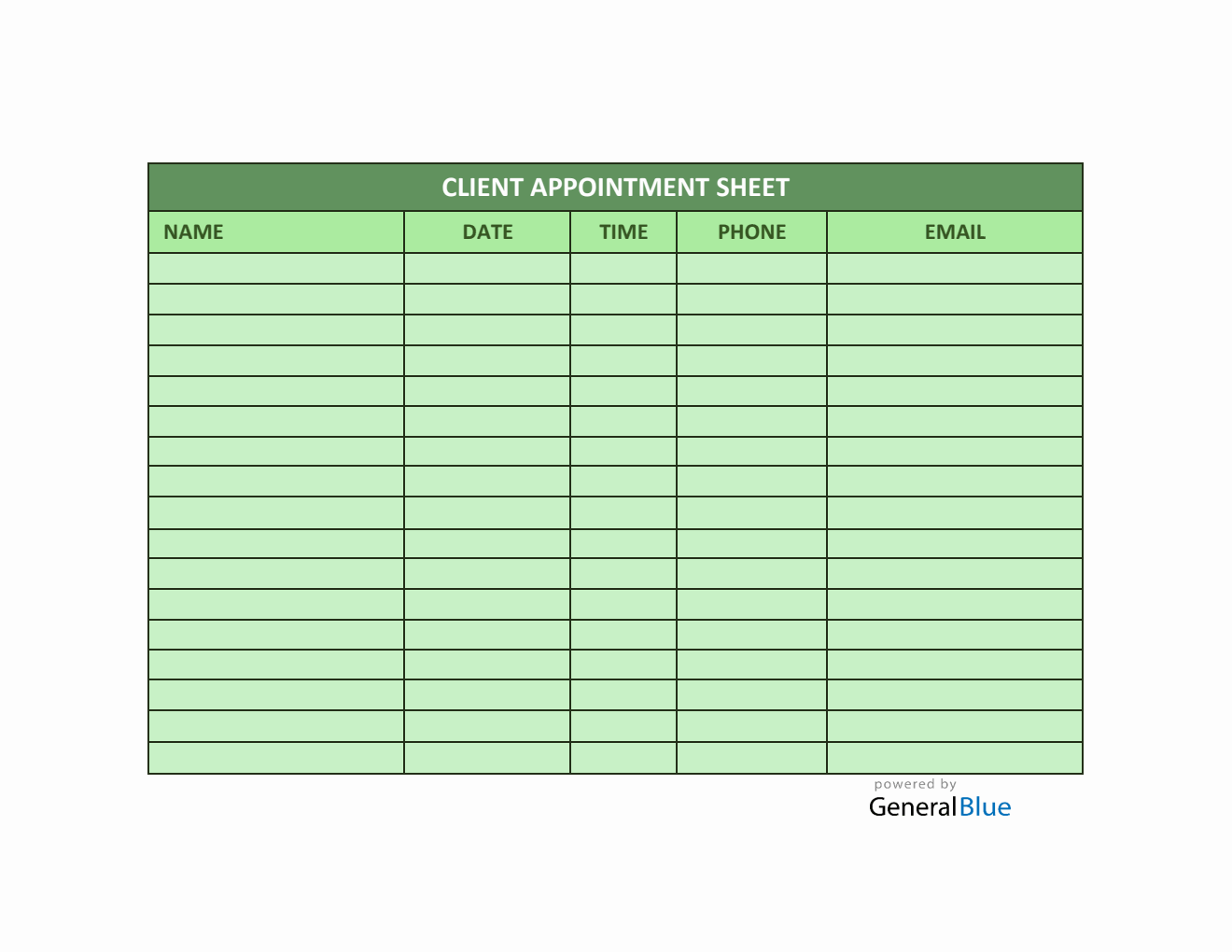 Client Appointment Sheet Template in Excel (Colorful)