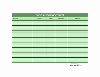 Client Appointment Sheet Template in Word (Colorful)