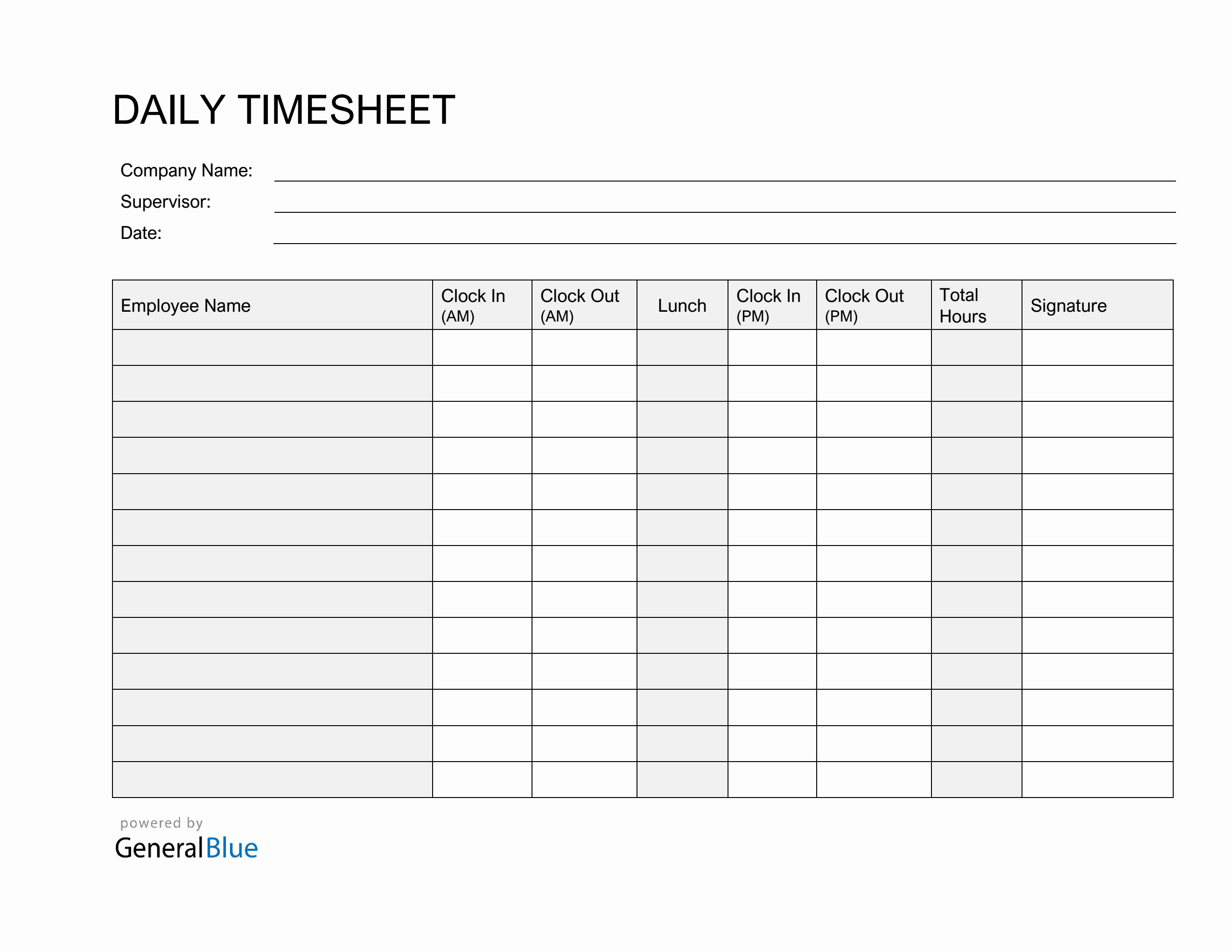 Free PDF Multiple Employee Timesheet Templates