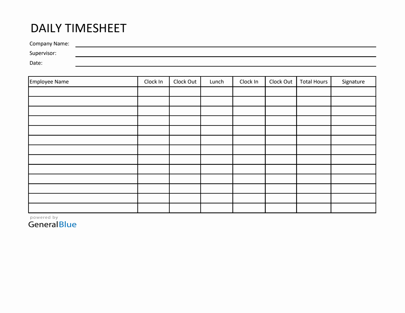 Clock Out Code Sheet Daily Clock-In Clock-Out Sheet in Excel
