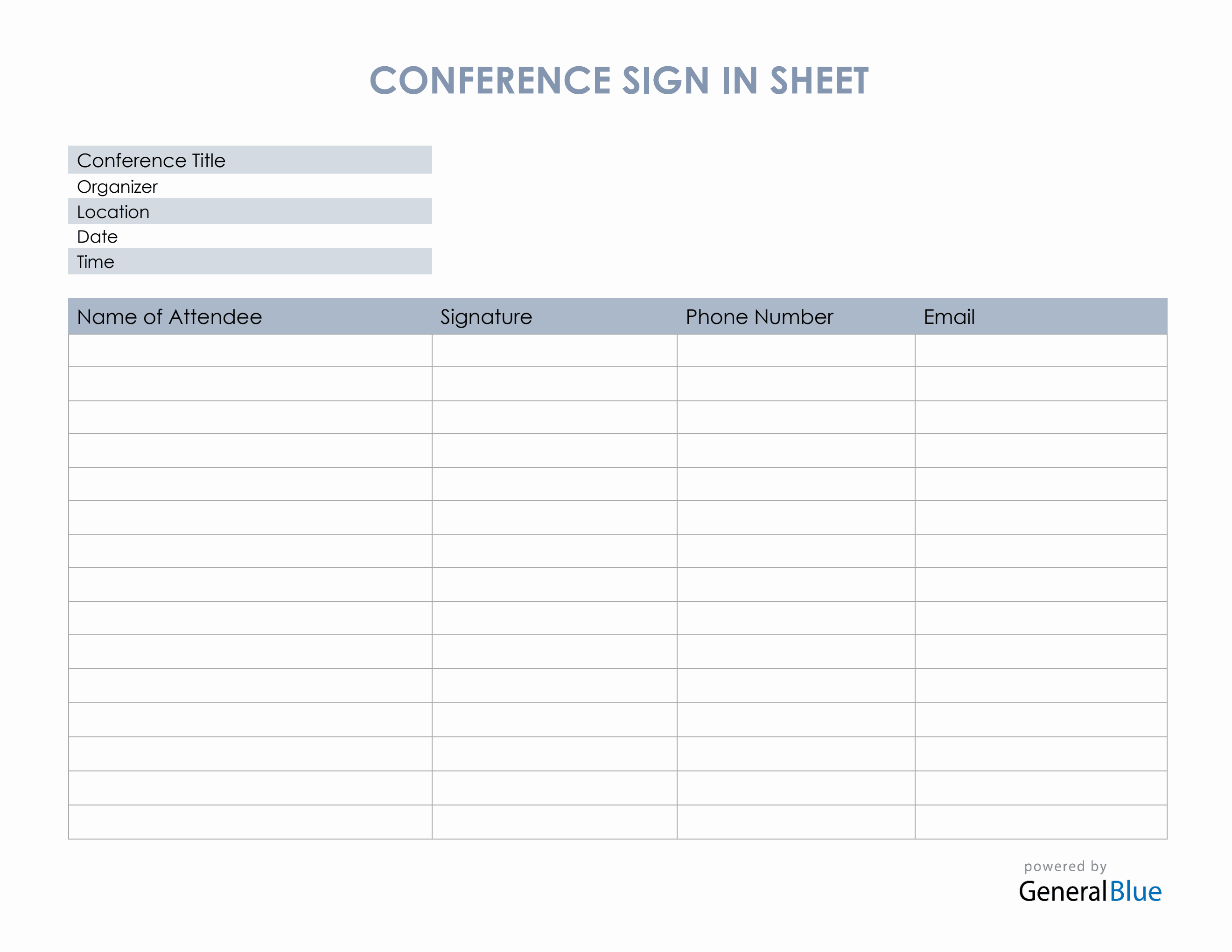 Free Word Conference Sheet Templates
