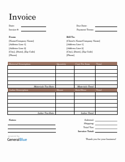 Construction Invoice Template in Excel (Basic)