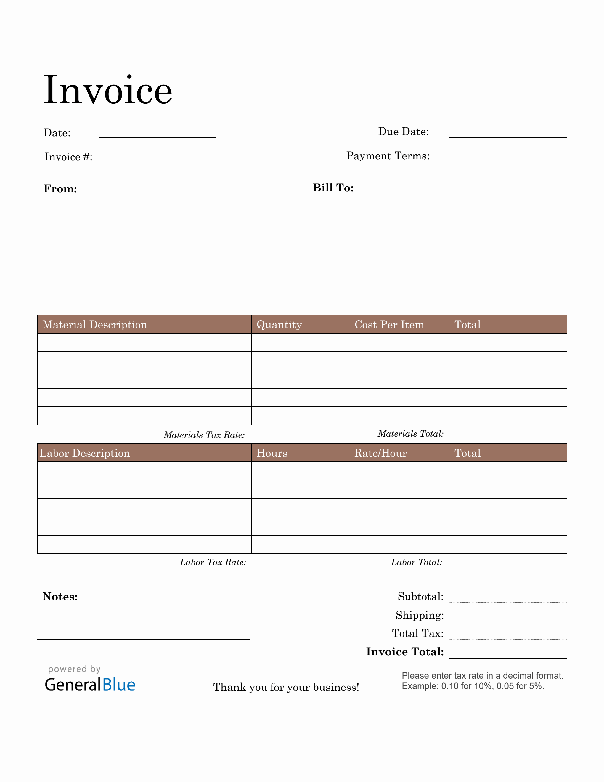 Construction Invoice Template In PDF Basic Construction Invoice Template In PDF Basic