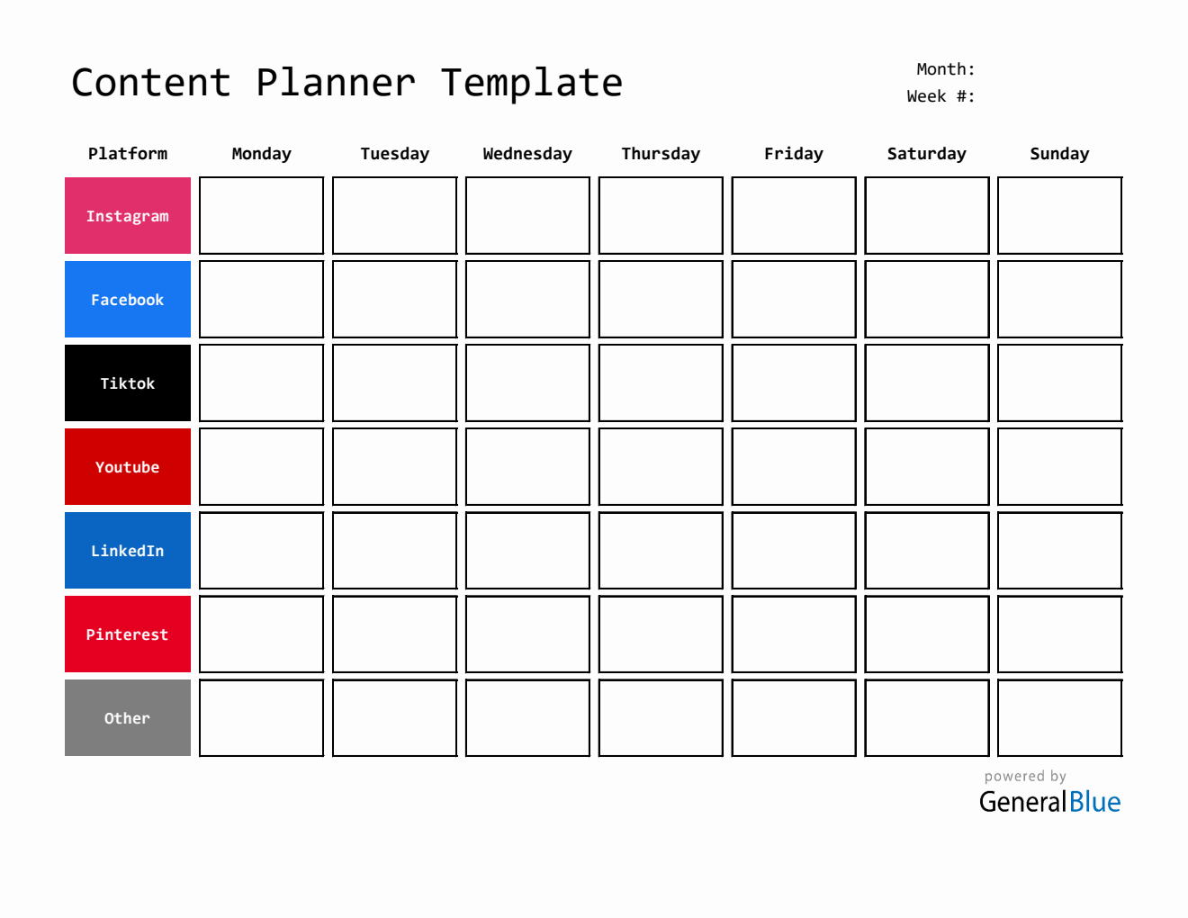 Free Excel Content Planning Calendar Templates