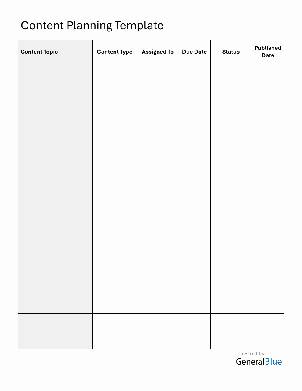 Free Blank Content Planning Calendar in Word