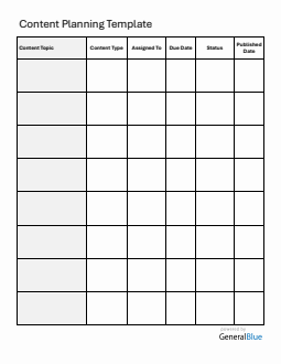 Free Blank Content Planning Calendar in Word