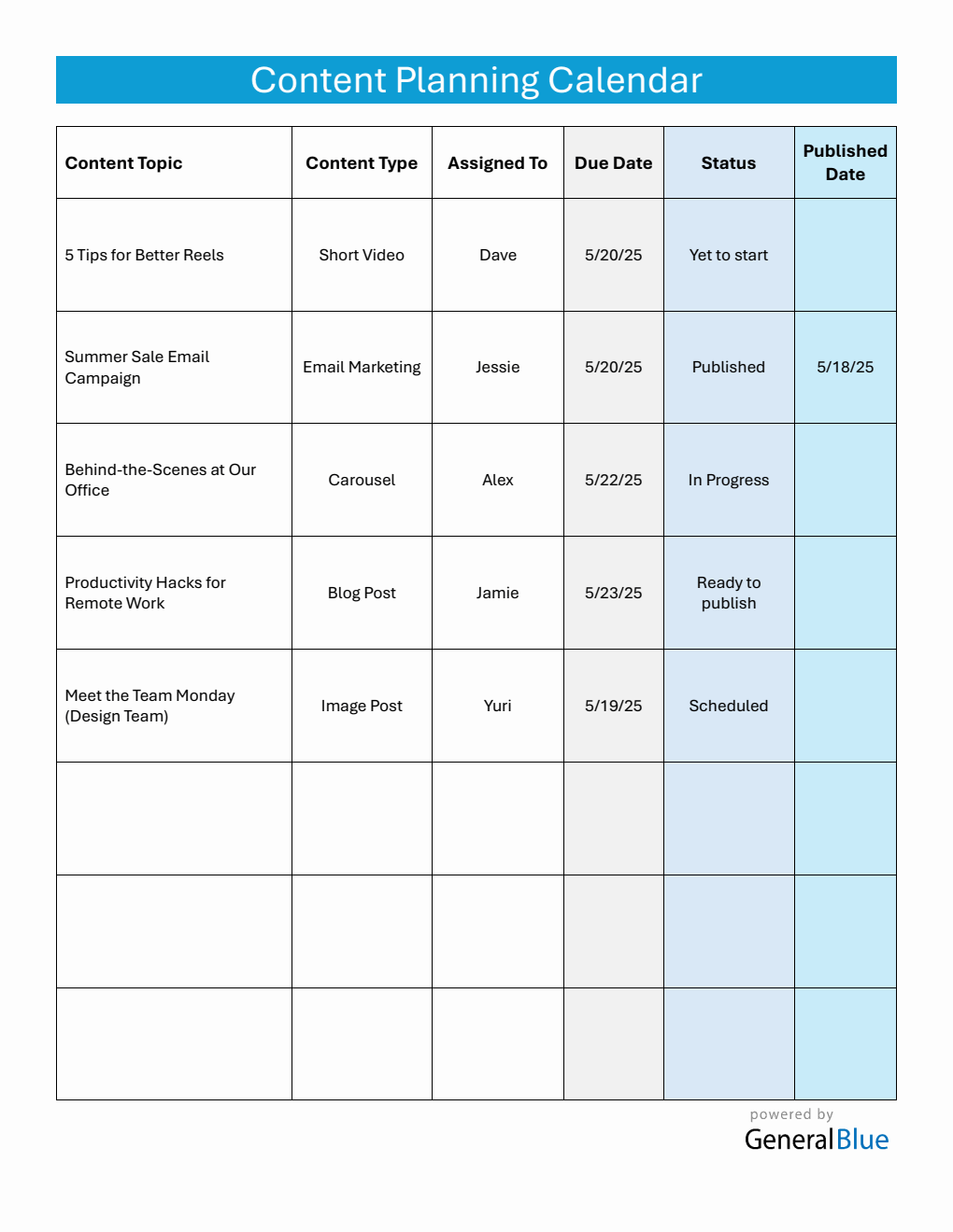 Free Content Calendar.pdf Free Downloadable Content Planning Calendar in Word