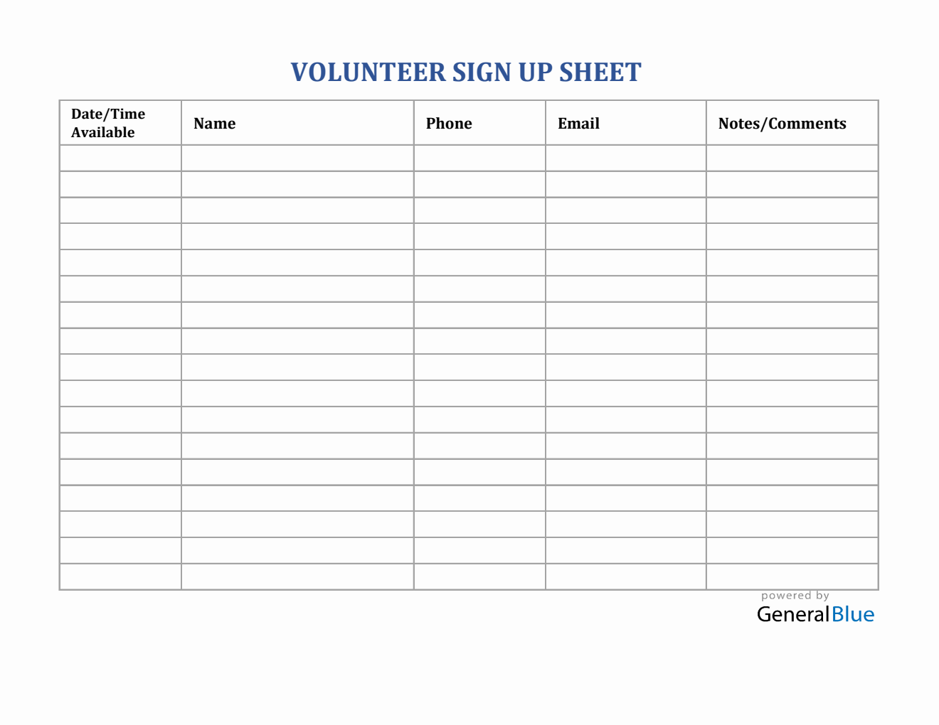 Custom Schedule Volunteer Sign Up Sheet in Excel