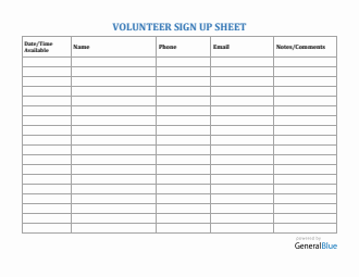 Custom Schedule Volunteer Sign Up Sheet in Word
