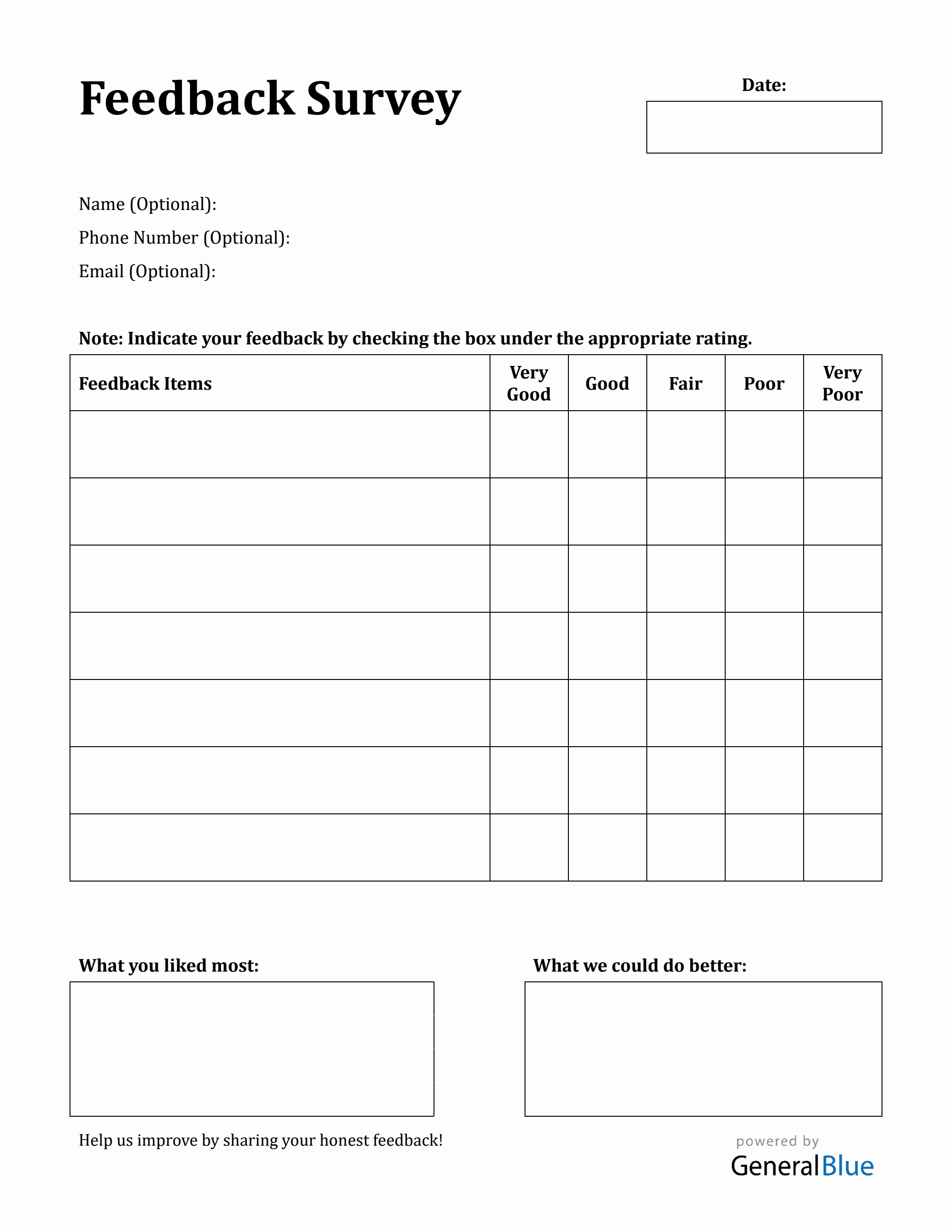 Fillable Customer Feedback Form.pdf Printable Survey Template 6 Free Word Pdf Documents 700x942