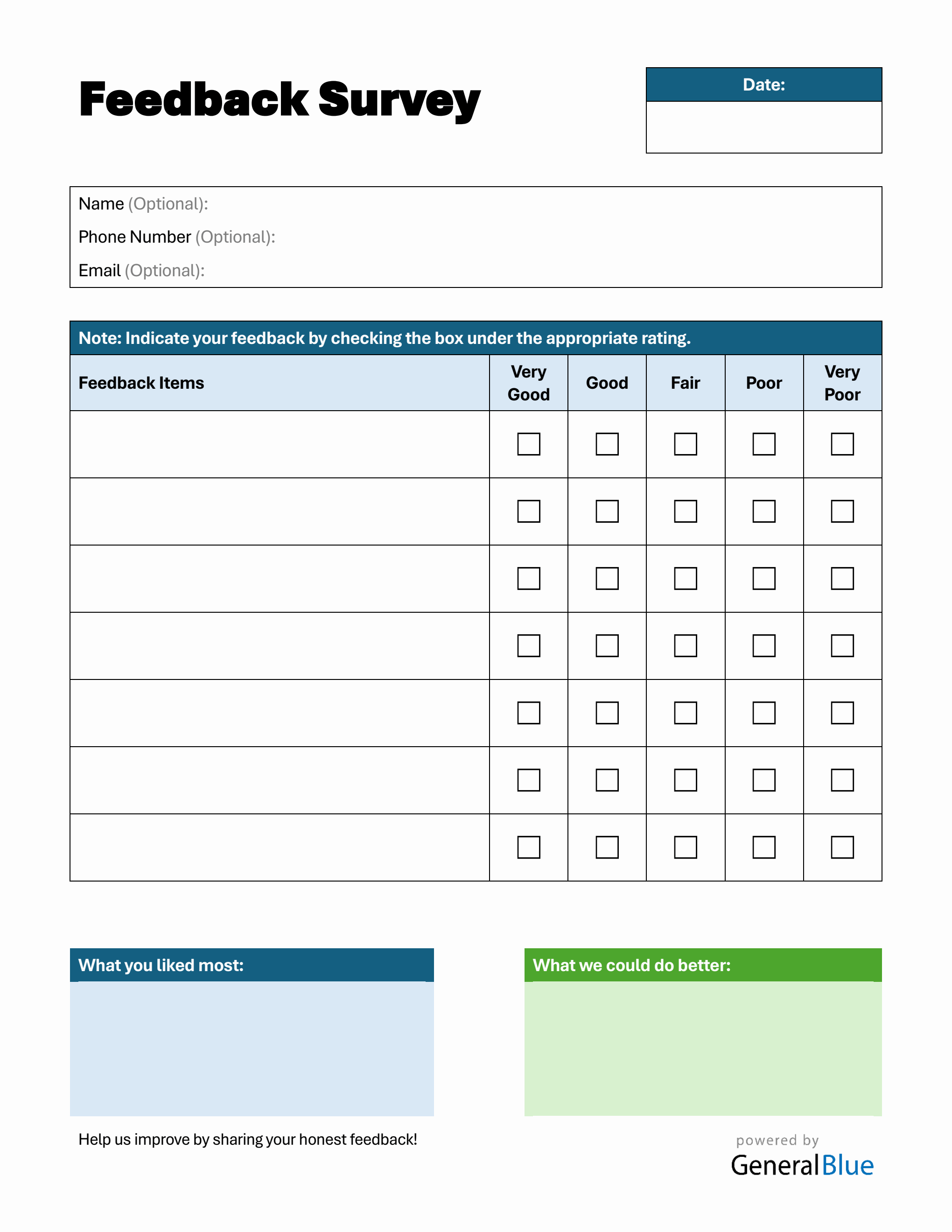 Customer Feedback Form Word