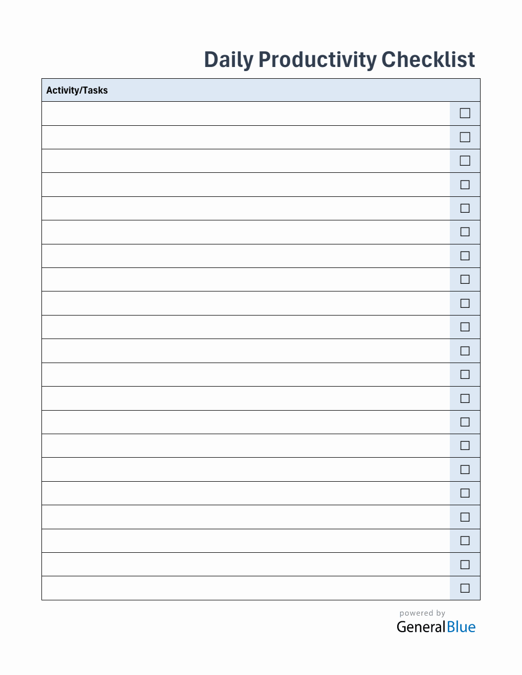Free Classic Daily Checklist Template in Word