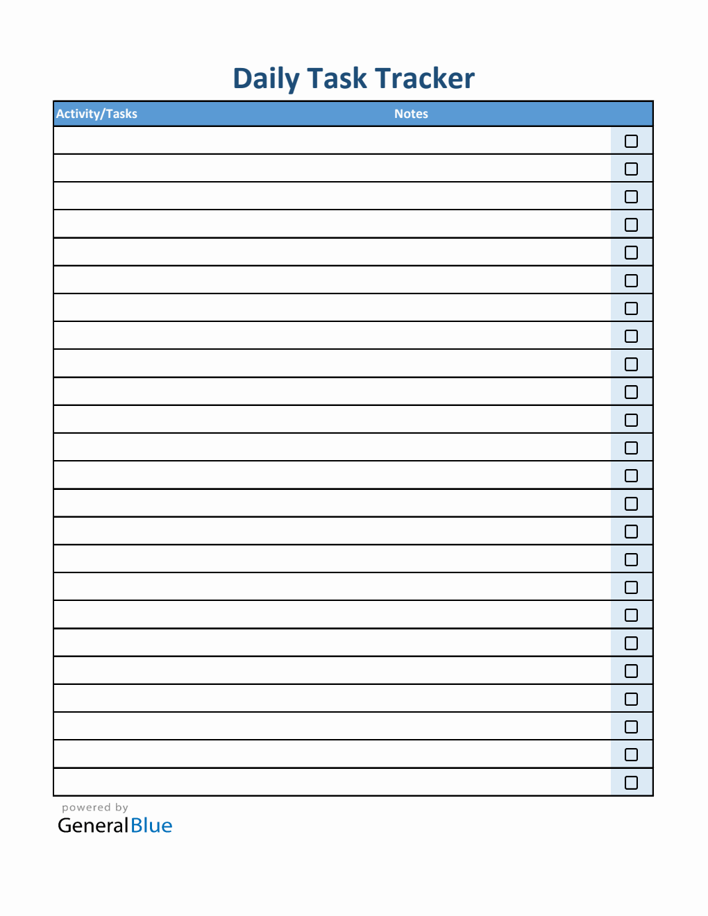 Free Daily Checklist Template (Standard) | Excel
