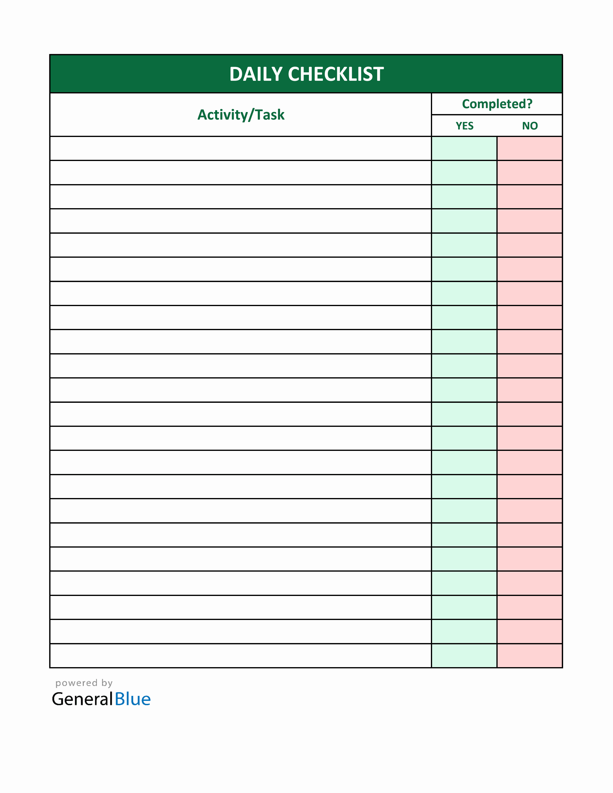 Daily Checklist Printable