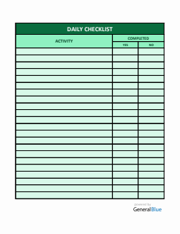 Daily Checklist Template in Word