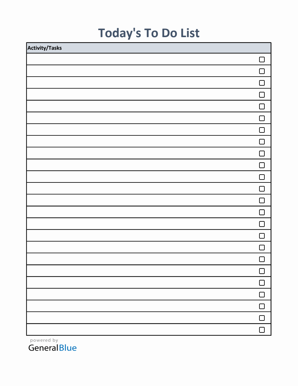 Free Daily Checklist Template (Classic) in Excel Format