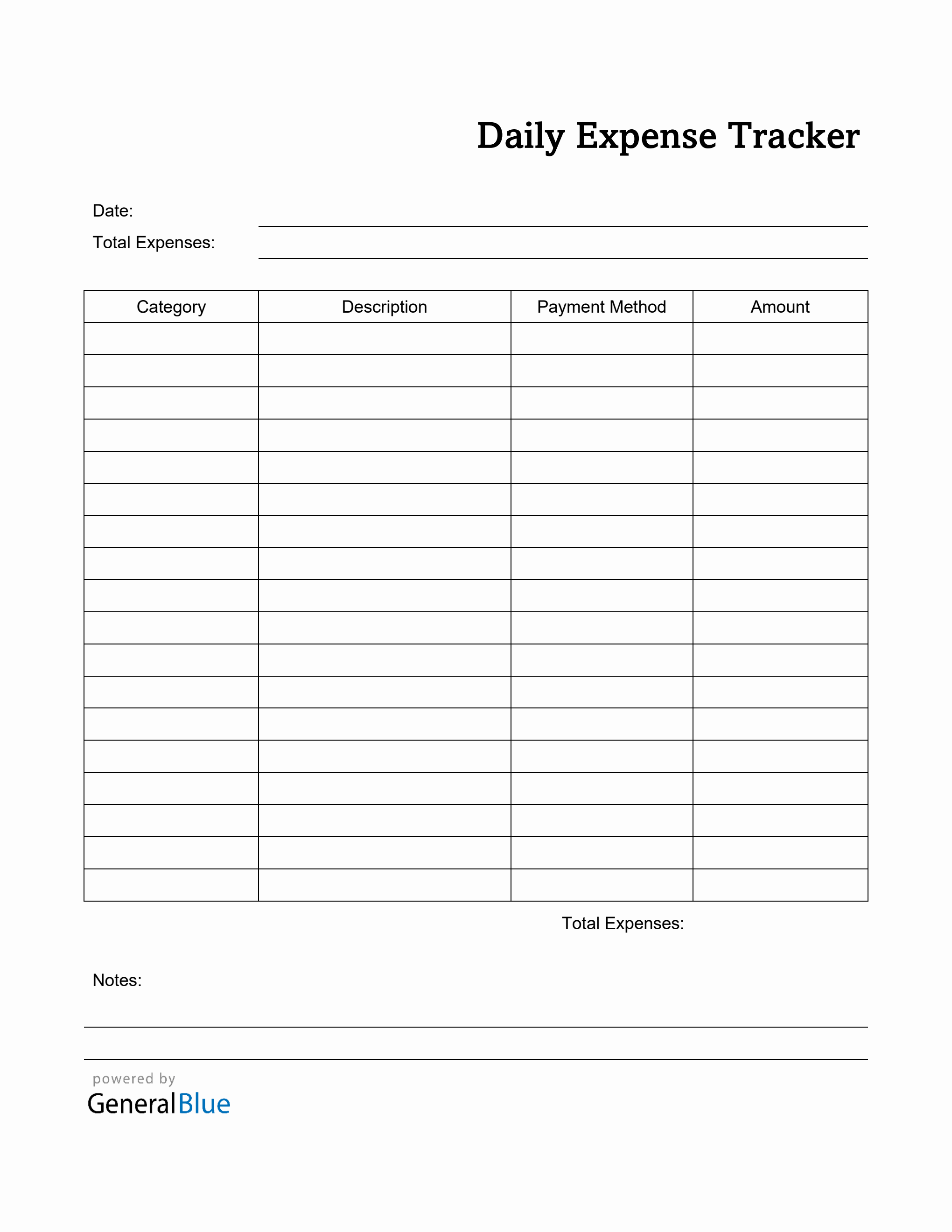 free printable expense tracker word