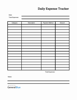 Daily Expense Tracker in Excel (Printable)