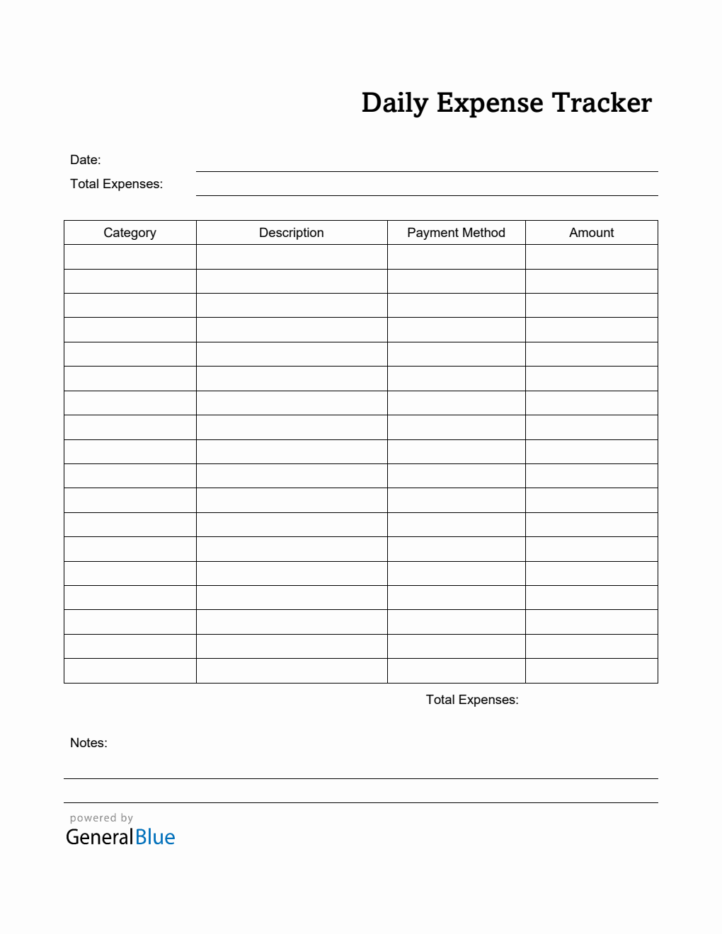 Daily Expense Tracker in PDF (Printable)