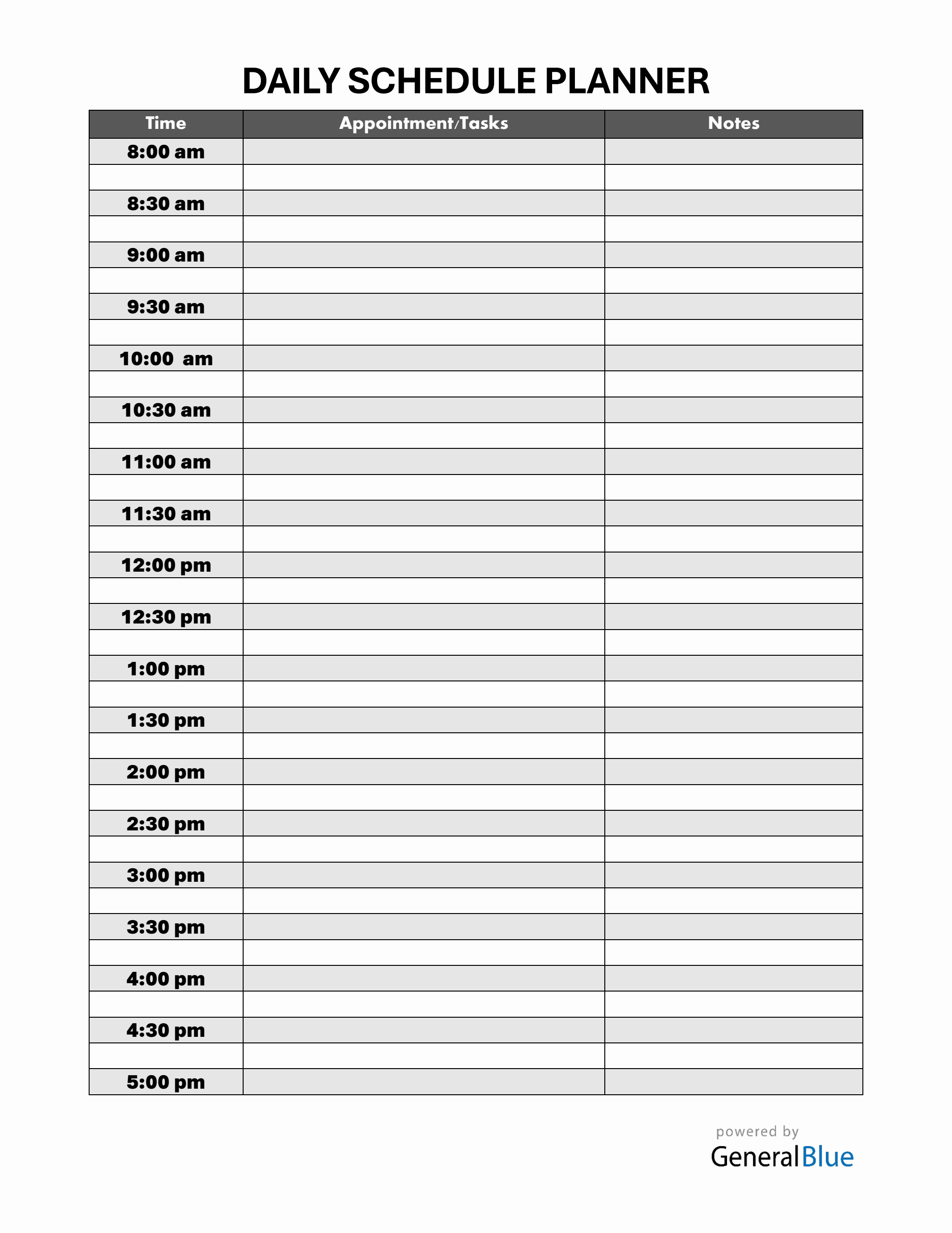 Customizable Daily Schedule Template PDF