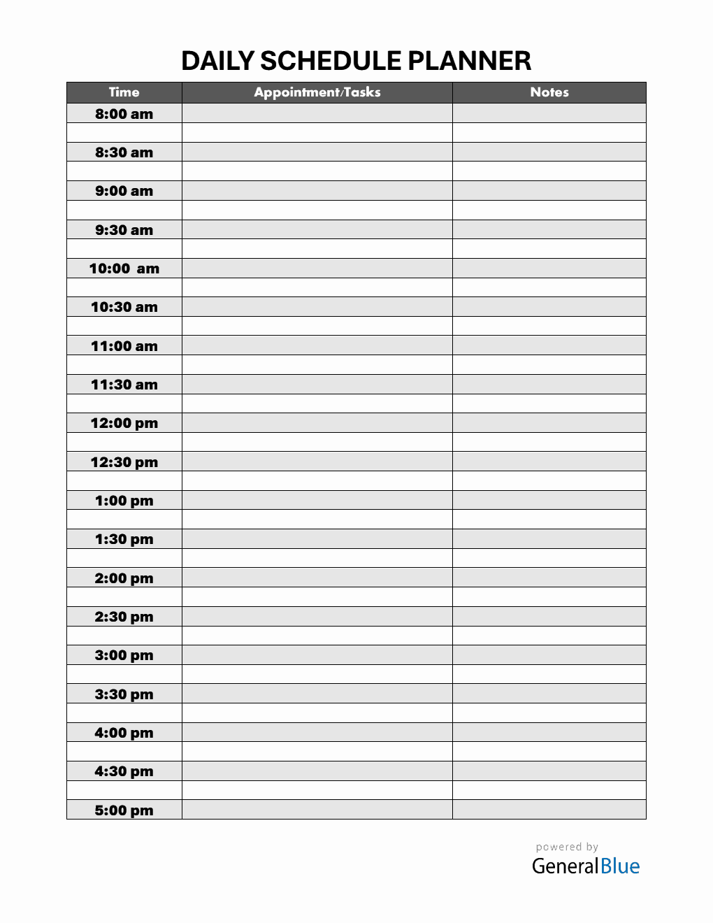 Daily Schedule Template Word (Customizable)