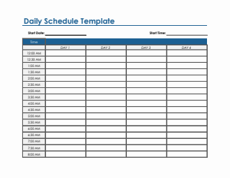 Daily Schedule Template in Excel