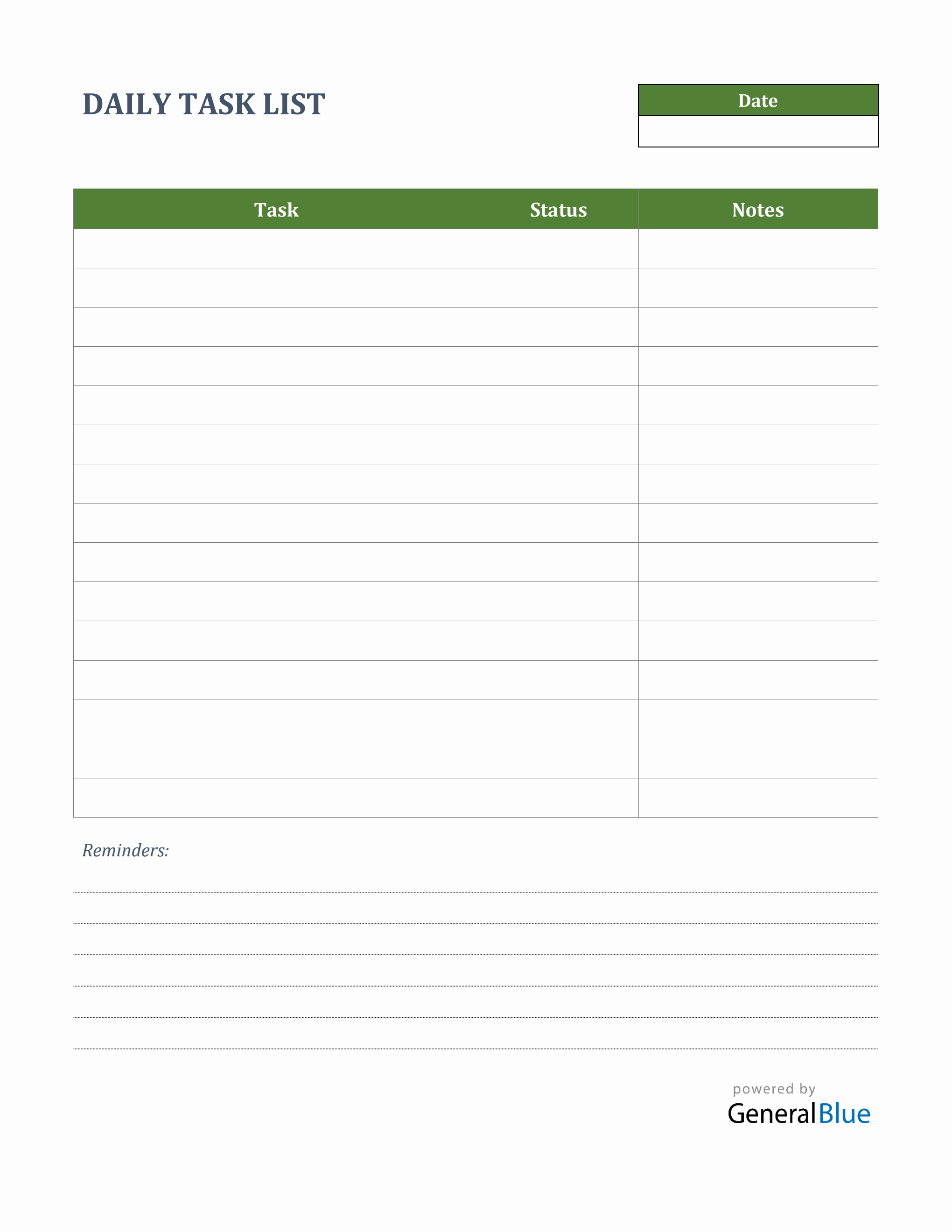 Daily Task List Template in Word Within Daily Task List Template Word