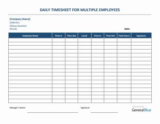 Daily Timesheet For Multiple Employees in Excel