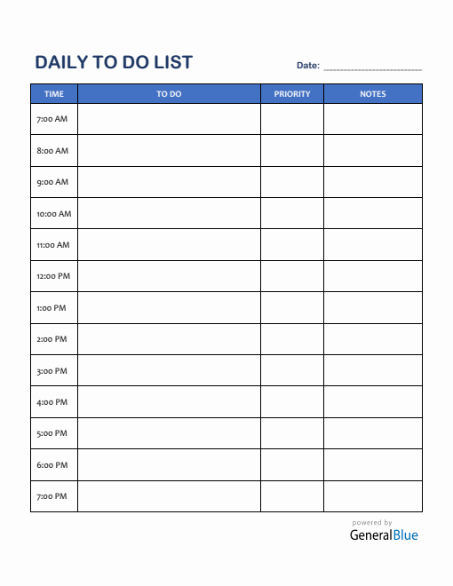 Daily To-Do List Template in PDF