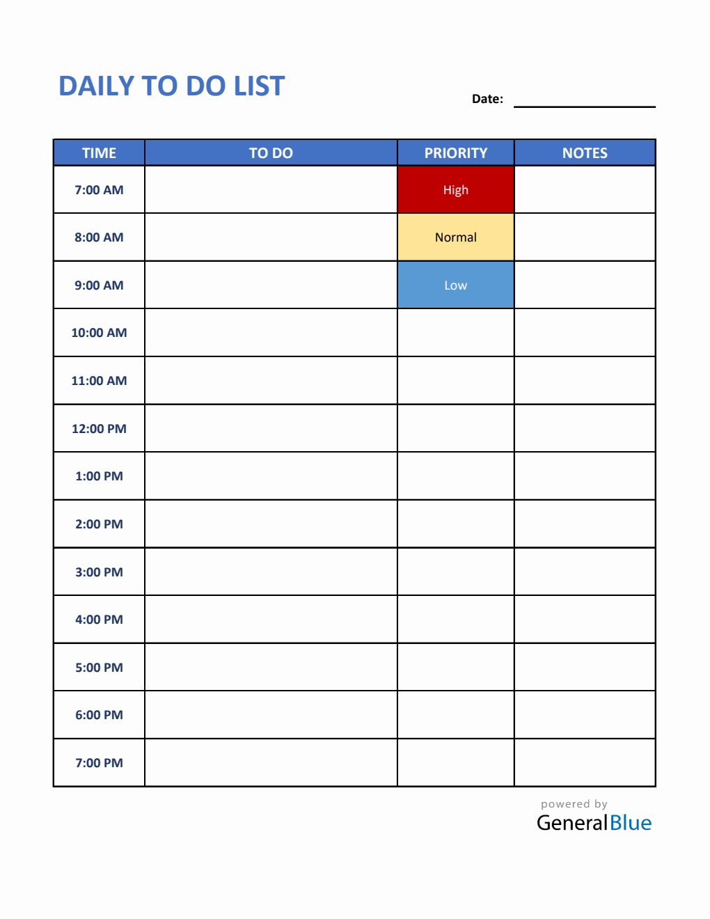 Daily To-Do List Template in Excel