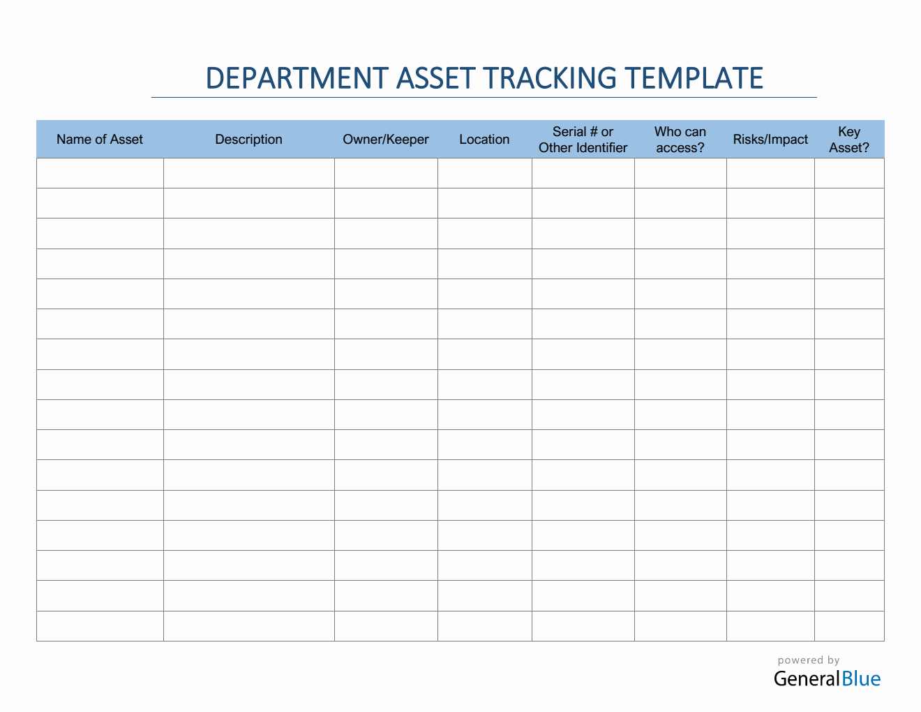 Department Asset Tracking Template in PDF