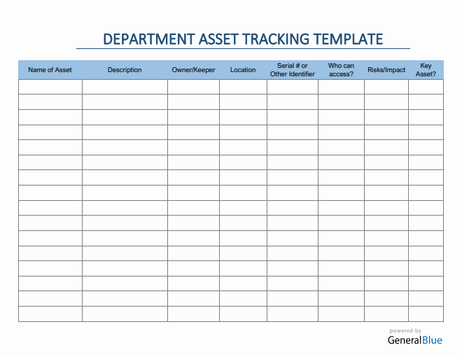 Department Asset Tracking Template in PDF