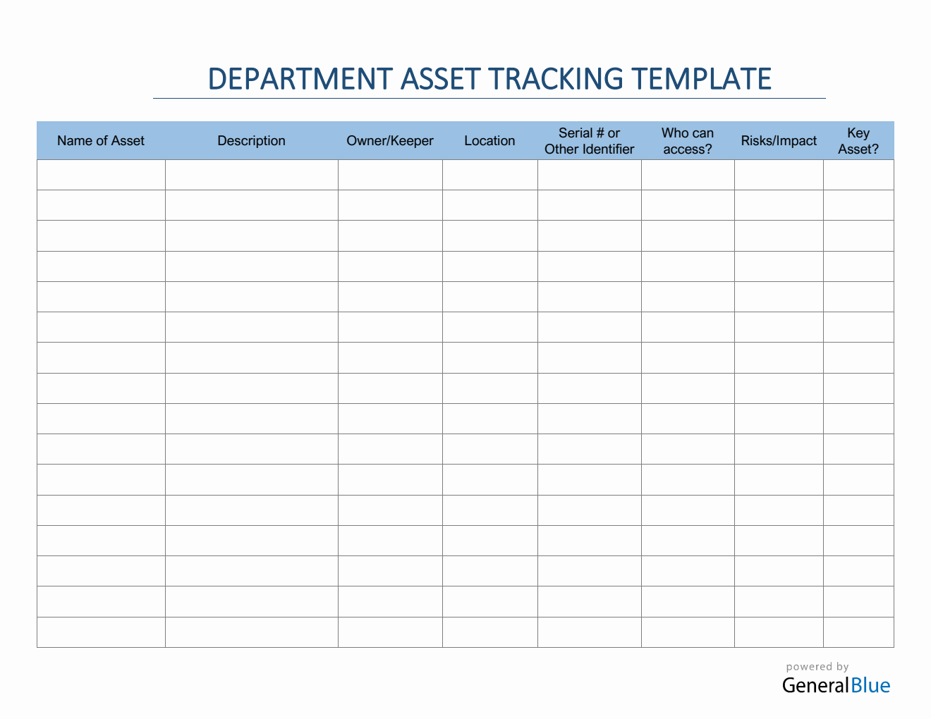 Department Asset Tracking Template in Word