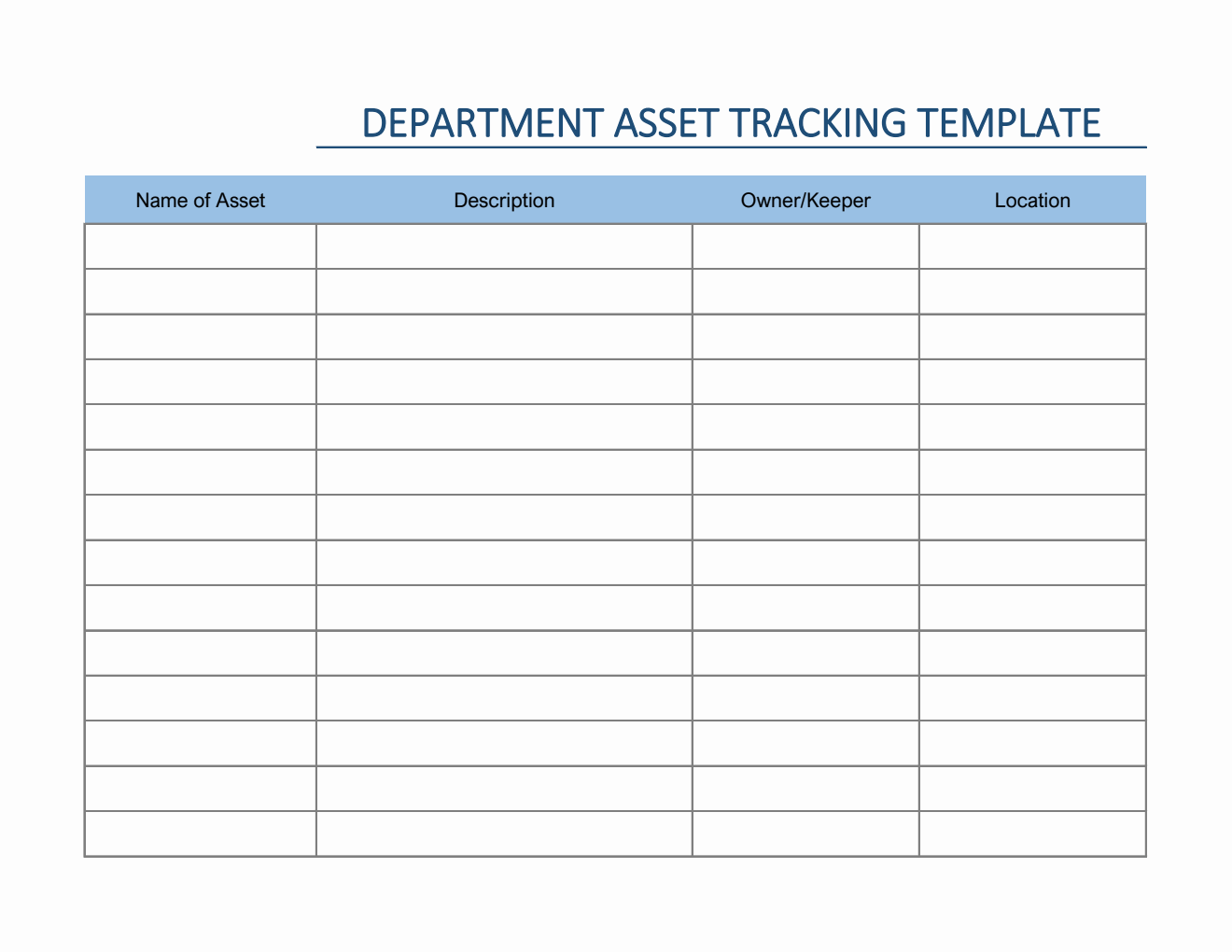 Department Asset Tracking Template in Excel