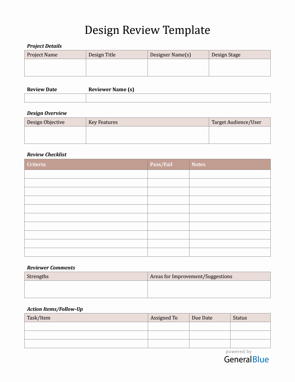 Design Review Template - Free Word Download